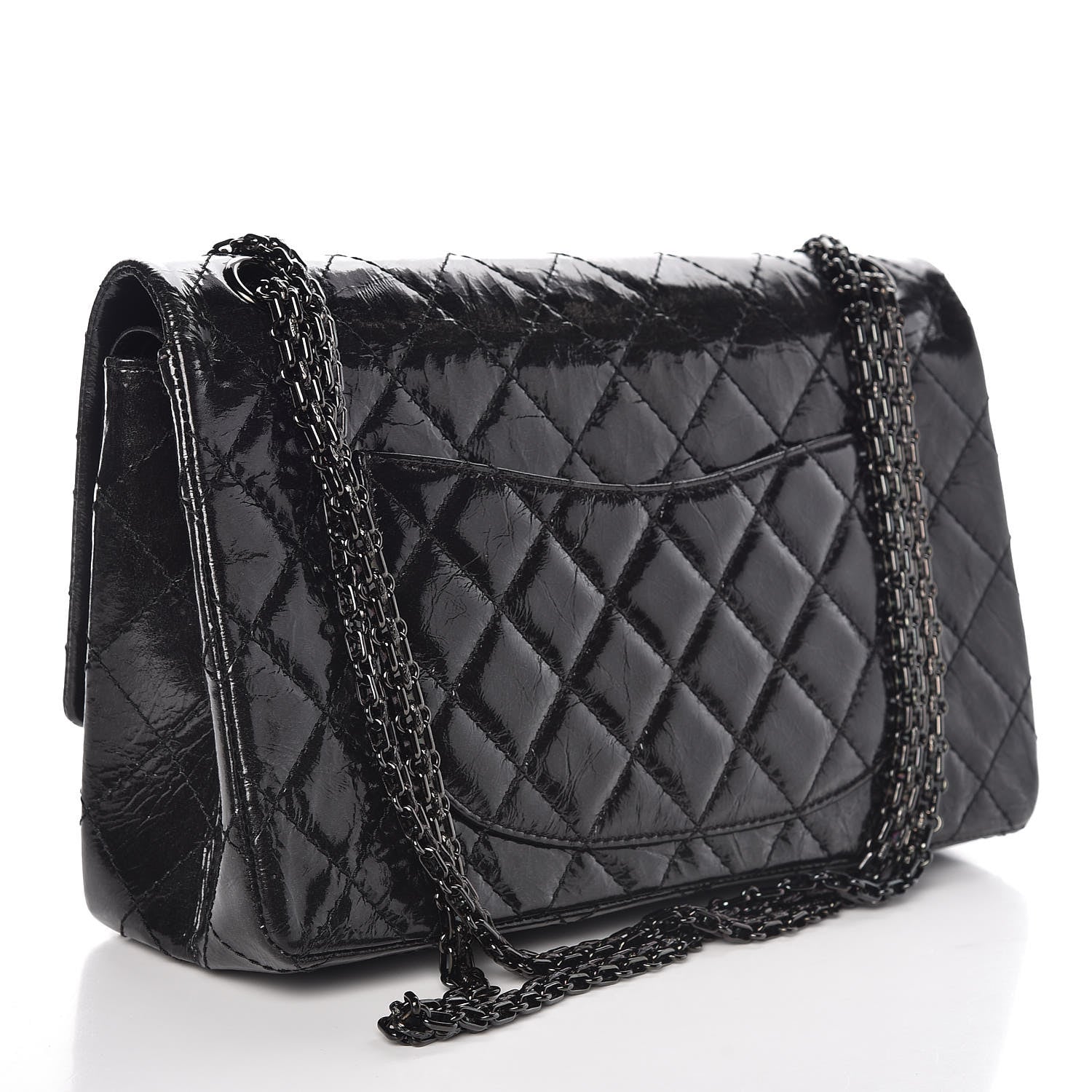 Chanel Distressed Patent Quilted 2.55 Reissue 226 Flap Black 3 of 10