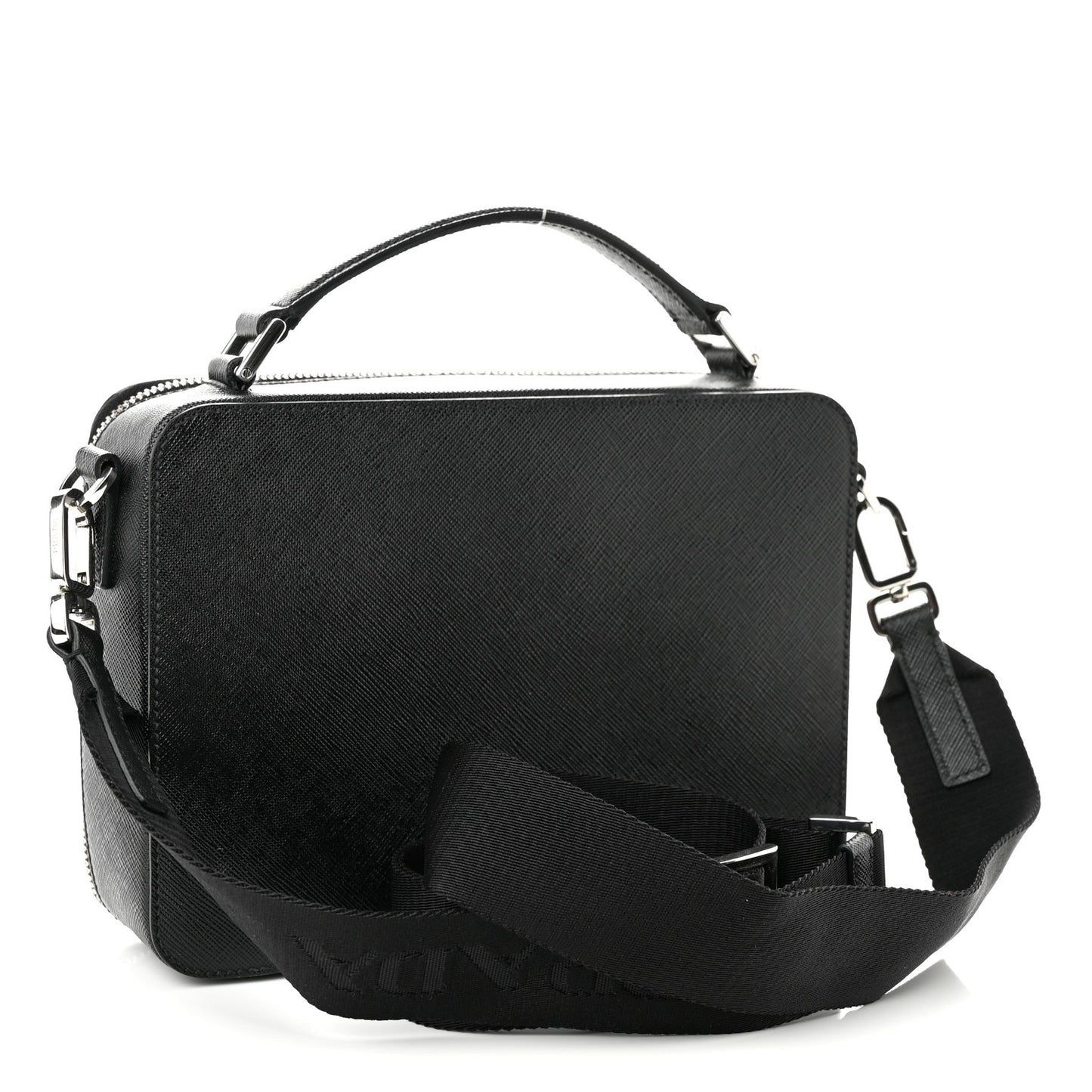 Saffiano Travel Medium Brique Crossbody Bag Black
