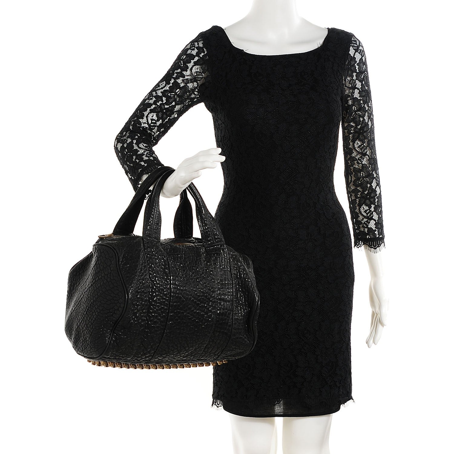 Alexander Wang Pebbled Lambskin Rocco Black Antique Brass Hardware 2 of 6