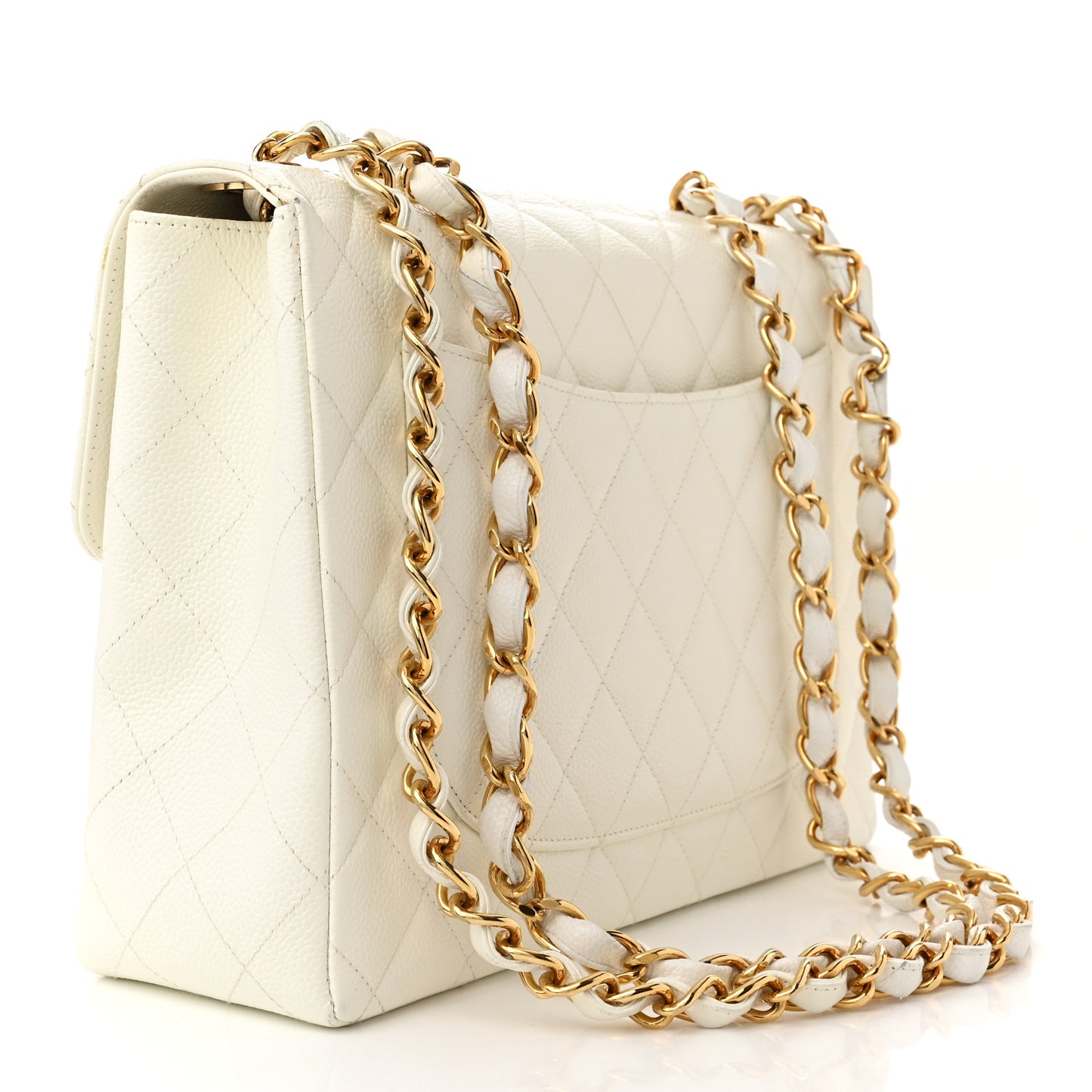 Caviar Quilted Jumbo Single Flap White