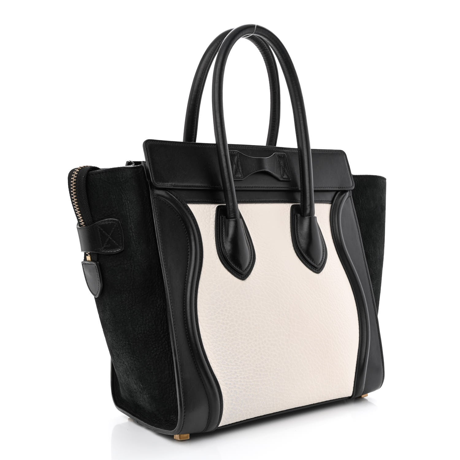 Celine Bullhide Calfskin Micro Bi-Color Luggage Black White 3 of 10