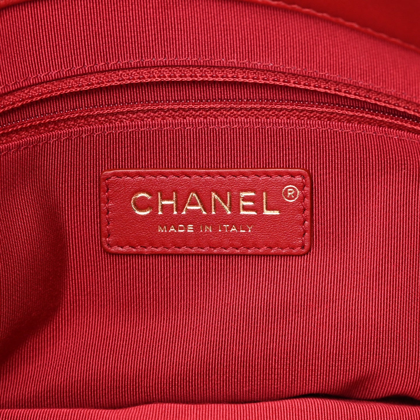 Lambskin Large Shopping Chain Tote Red
