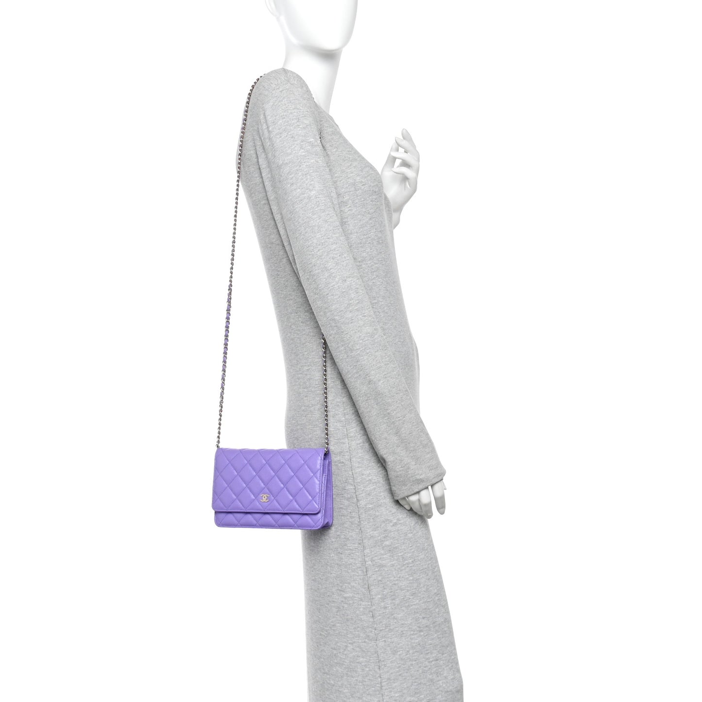 Caviar Quilted Wallet On Chain WOC Purple