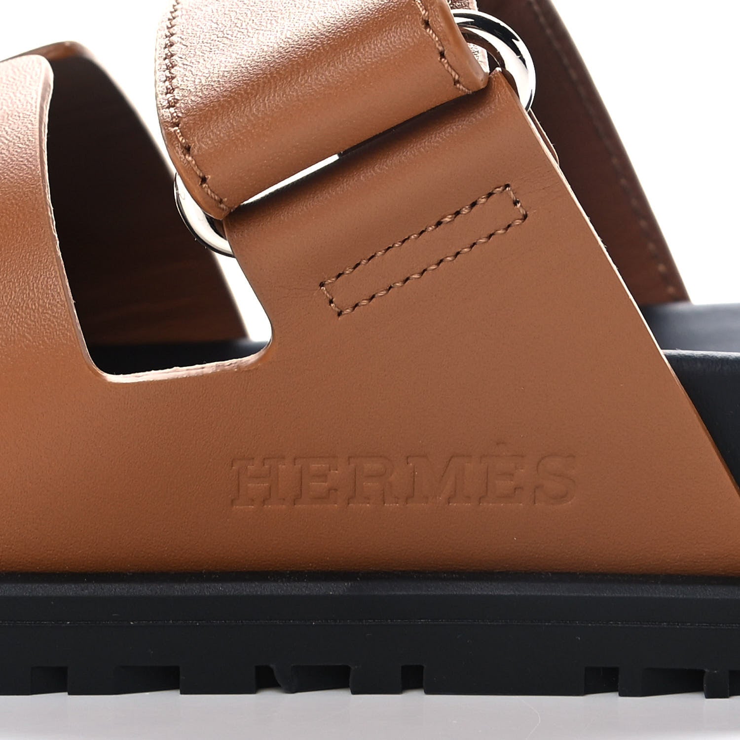 Hermes Calfskin Womens Chypre Sandals 37.5 Gold 9 of 10