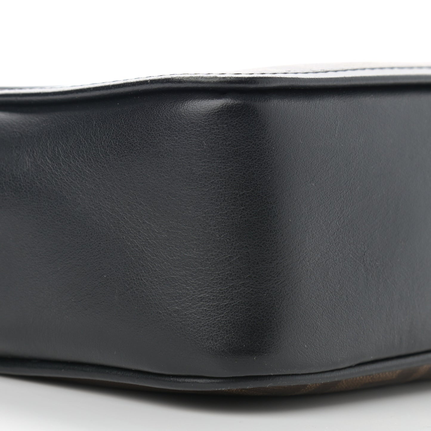 Glazed Fabric Vitello Century FF 1974 Stamp Patch Mini Camera Case Mogano Panna Black