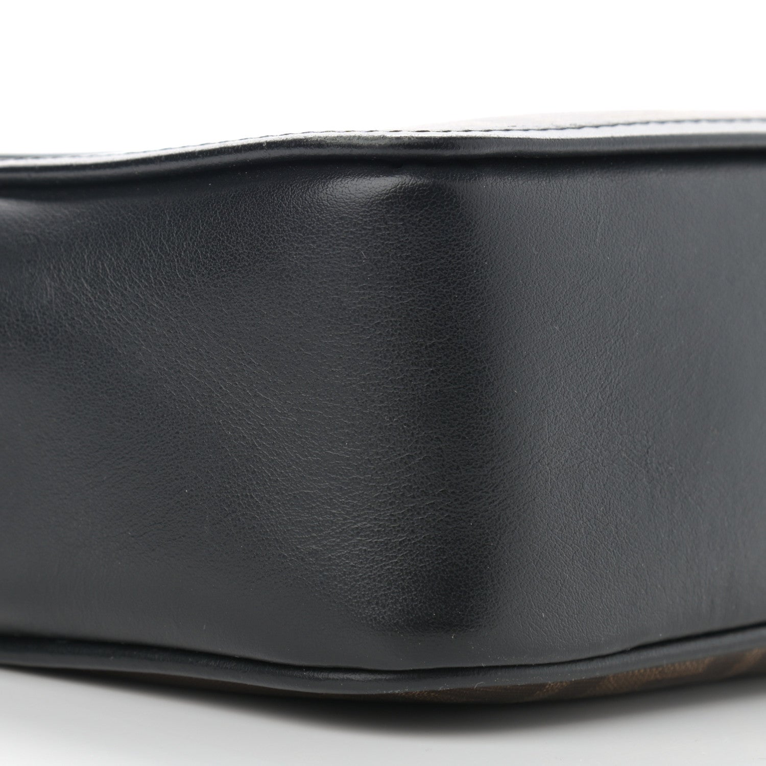 Fendi Glazed Fabric Vitello Century FF 1974 Stamp Patch Mini Camera Case Mogano Panna Black 9 of 11