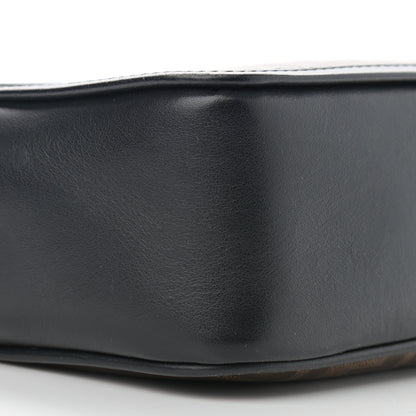 Fendi Glazed Fabric Vitello Century FF 1974 Stamp Patch Mini Camera Case Mogano Panna Black 9 of 11