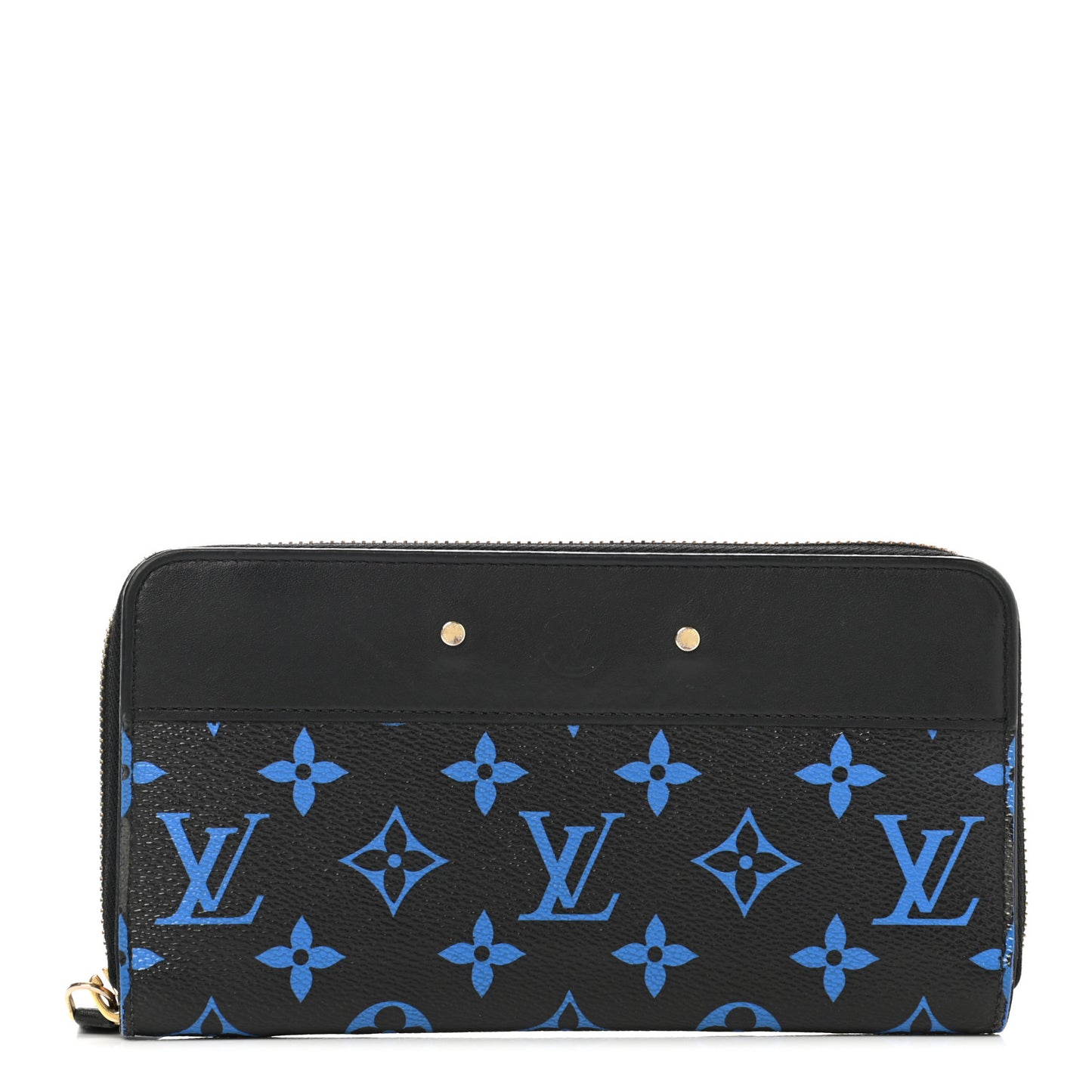 Calfskin Colored Monogram Zippy Wallet Blue Black