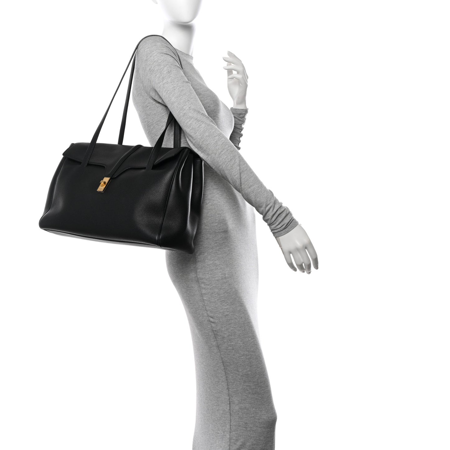 Grained Calfskin Large Soft 16 Bag Black