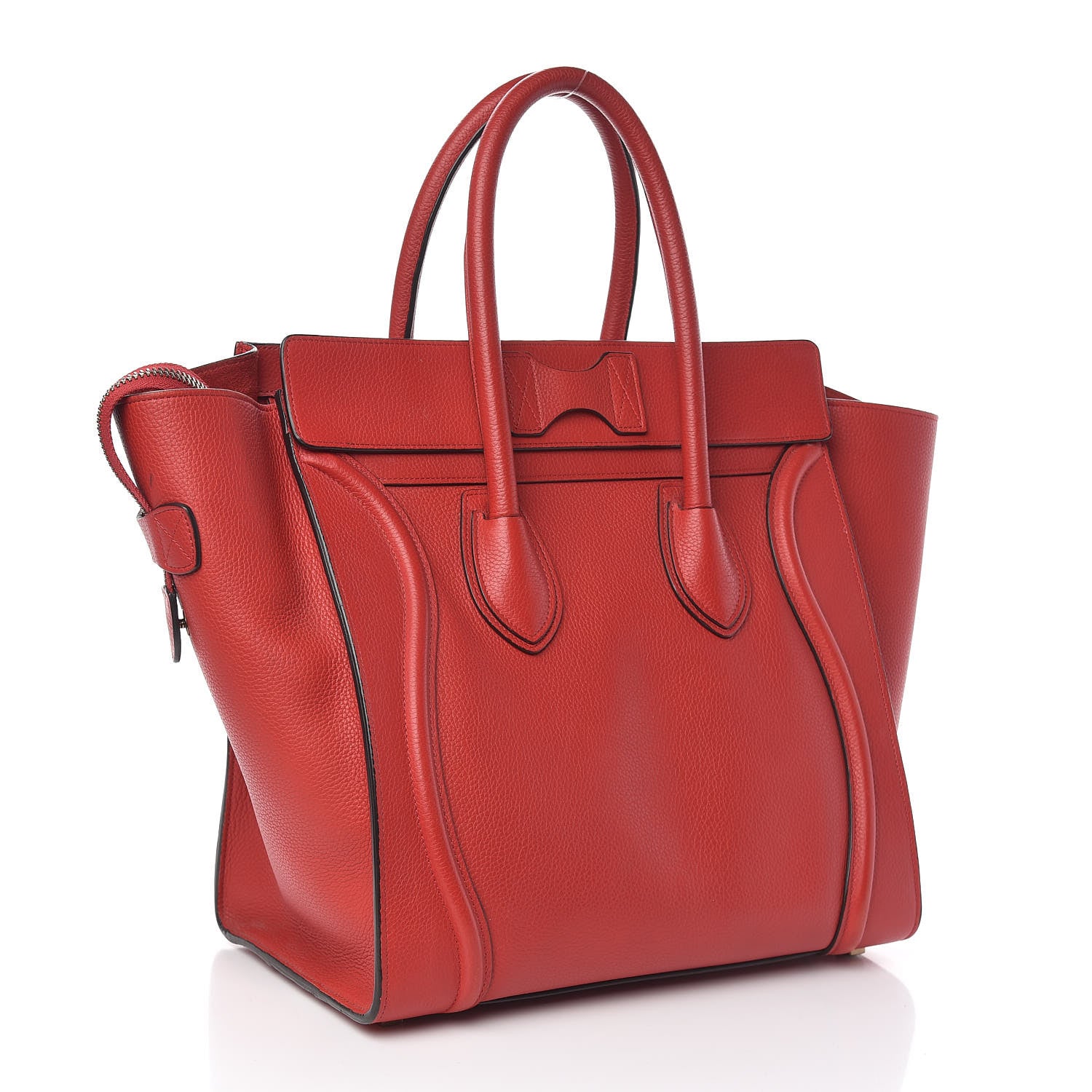 Celine Drummed Calfskin Mini Luggage Red 3 of 10