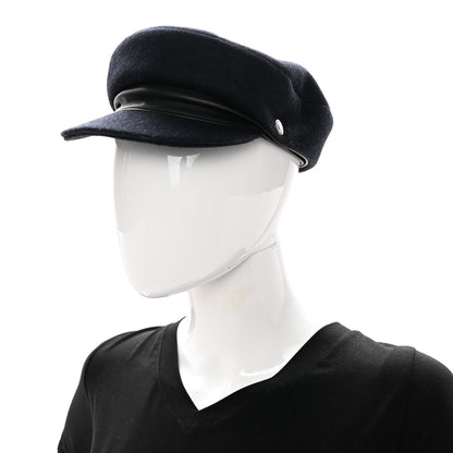 Hermes Broadcloth Newton Calfskin Dani Cap 56 Marine Black 2 of 8