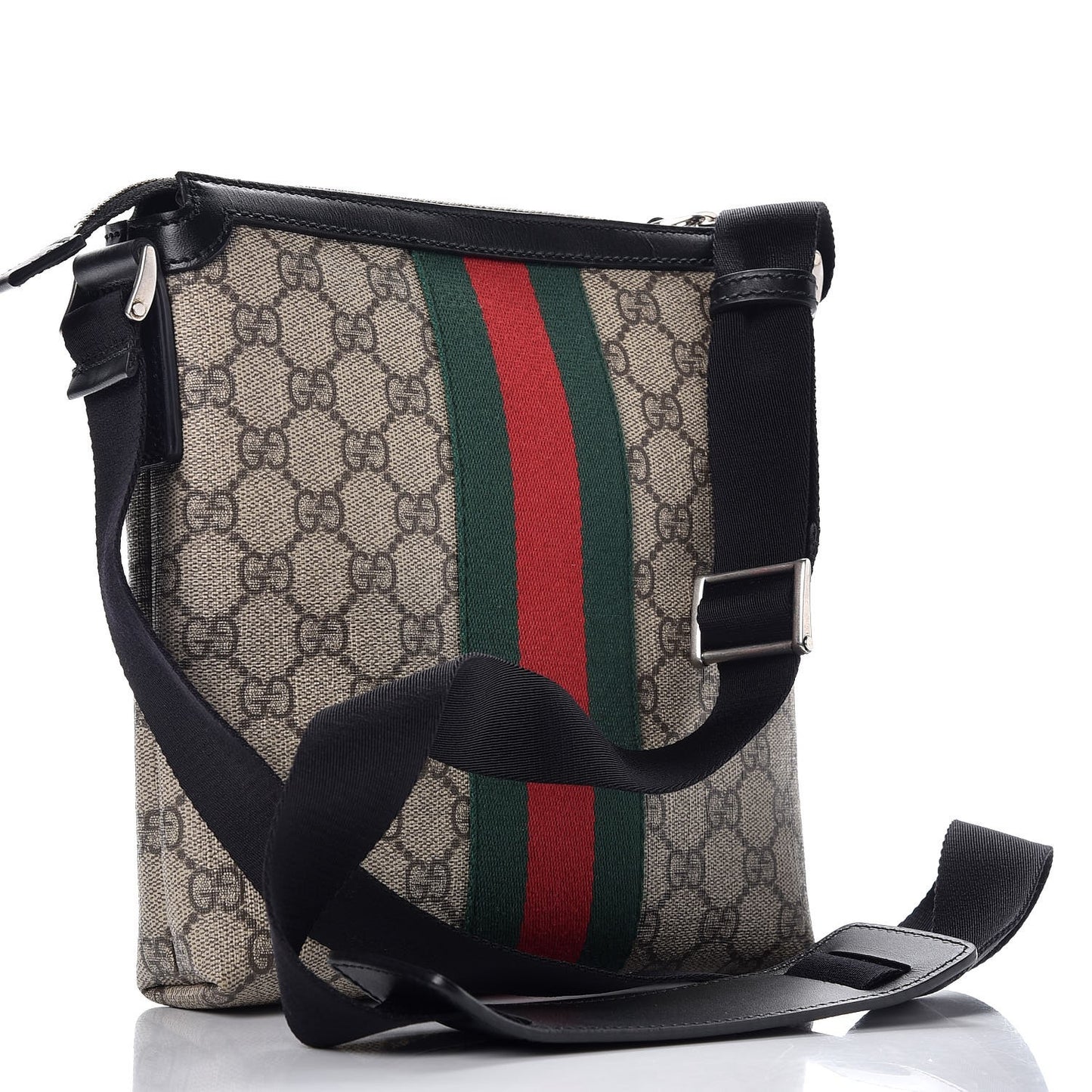 GG Supreme Monogram Web Messenger Bag Black