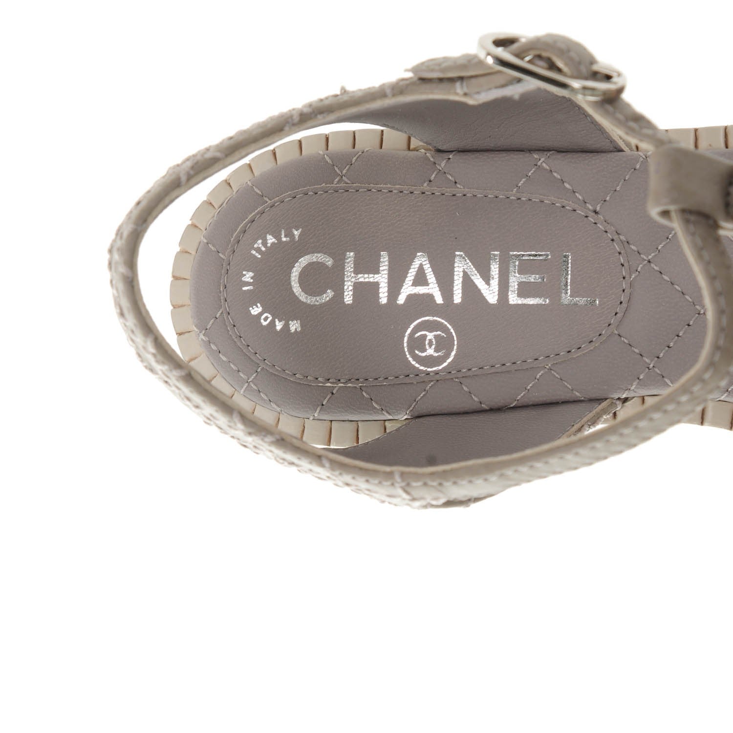 Chanel Calfskin CC Chain Thong Sandals 36 Grey 7 of 8