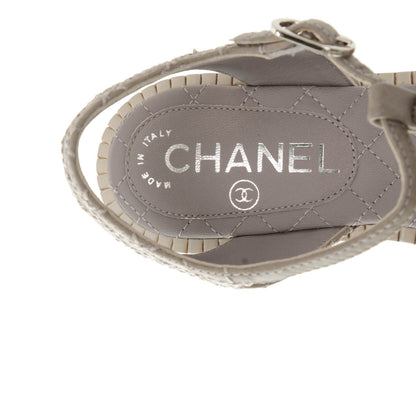 Chanel Calfskin CC Chain Thong Sandals 36 Grey 7 of 8