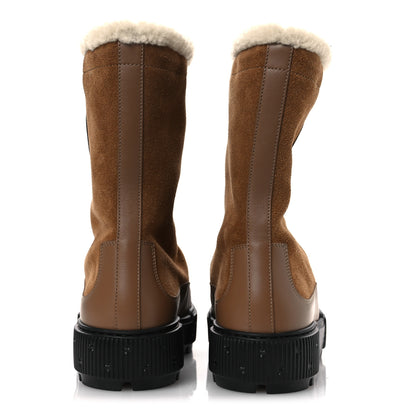 Hermes Suede Shearling Calfskin Womens Journey Ankle Boots 36 Brun Fumé 36 Ecru 6 of 10