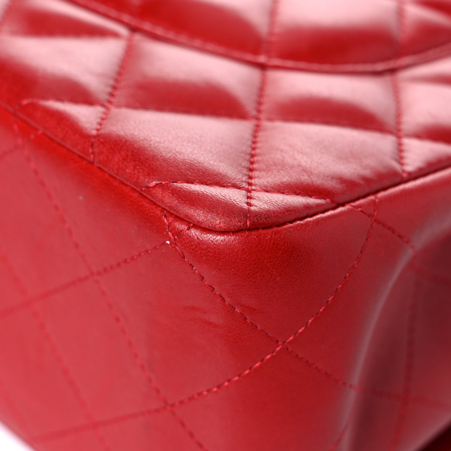 Lambskin Quilted Jumbo Double Flap Red