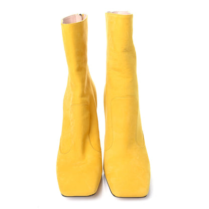 Fendi Nubuck FFreedom High Heel Ankle Boots 38.5 Yellow 5 of 9