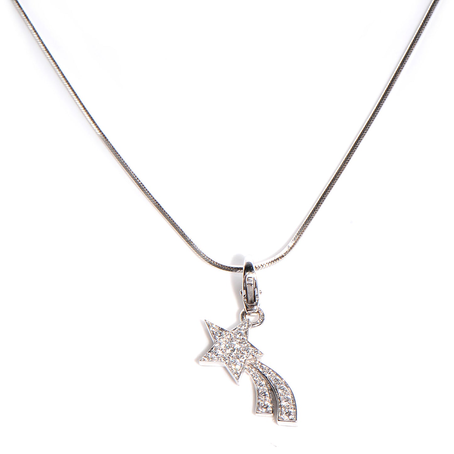 18k White Gold Diamond Comete Pendant Necklace