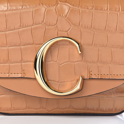 Chloe Calfskin Crocodile Embossed Mini C Bag Autumnal Brown 10 of 10