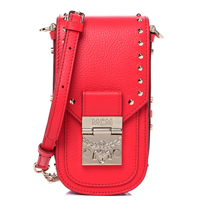 MCM Calfskin Studded X-Mini Patricia Crossbody Chinese Red 1 of 8