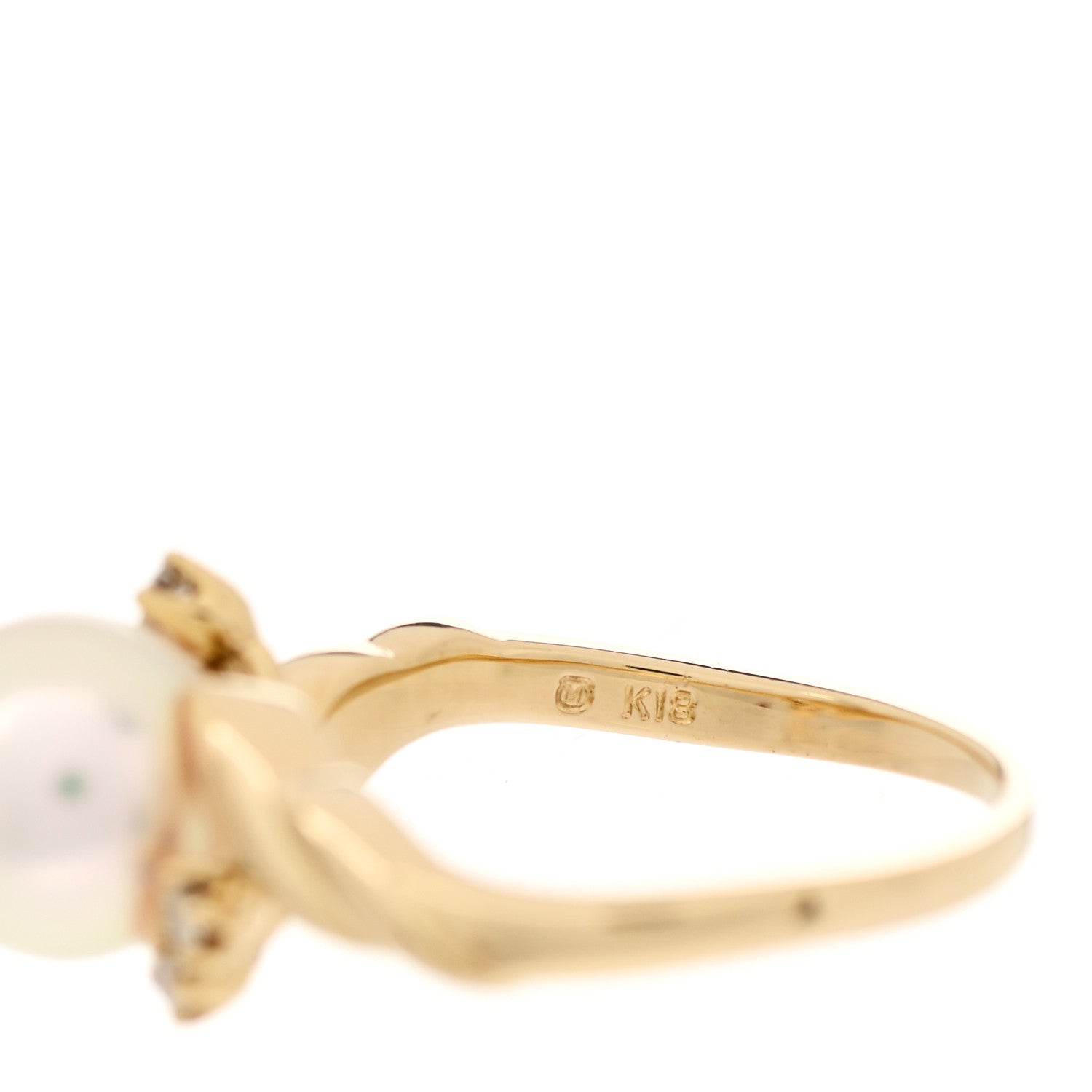 Mikimoto 18K Yellow Gold Diamond Pearl 7.5mm Twist Ring 47 4 5 of 5