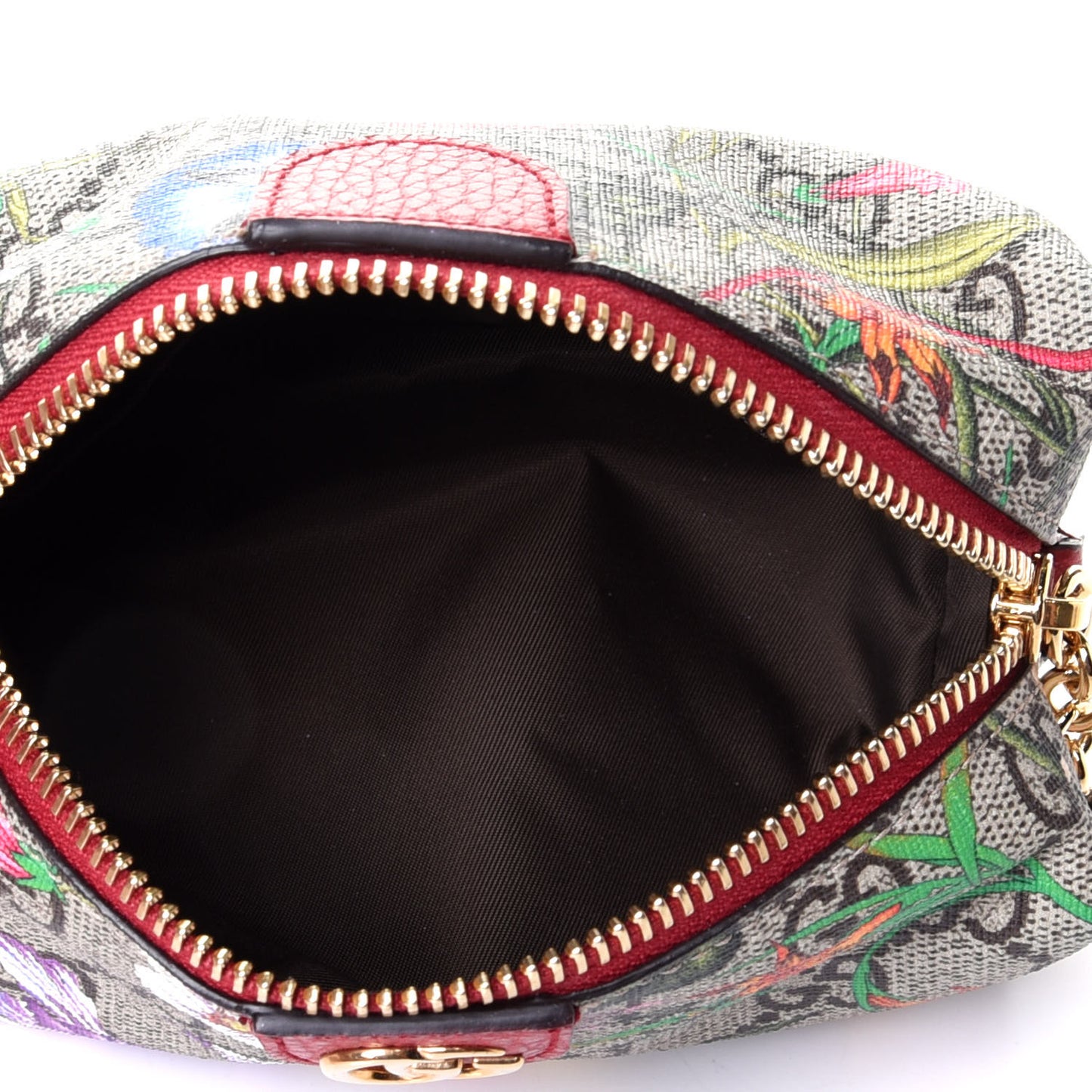 Soft GG Supreme Monogram Flora Calfskin Small Ophidia Cosmetic Case Beige Ebony Multicolor Rosso