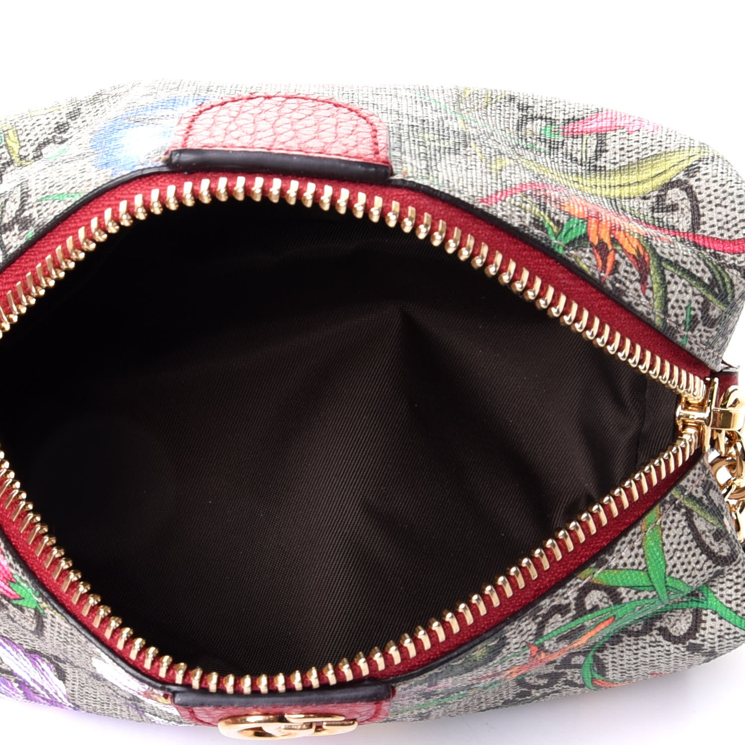Gucci Soft GG Supreme Monogram Flora Calfskin Small Ophidia Cosmetic Case Beige Ebony Multicolor Rosso 4 of 5