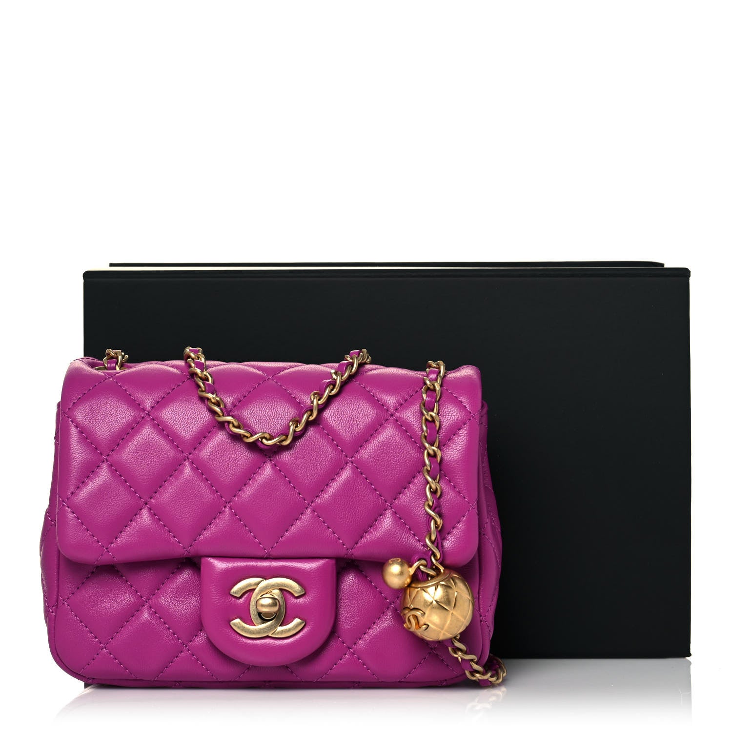 Chanel Lambskin Quilted Mini Pearl Crush Flap Purple 13 of 13