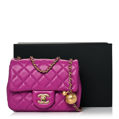 Chanel Lambskin Quilted Mini Pearl Crush Flap Purple 13 of 13