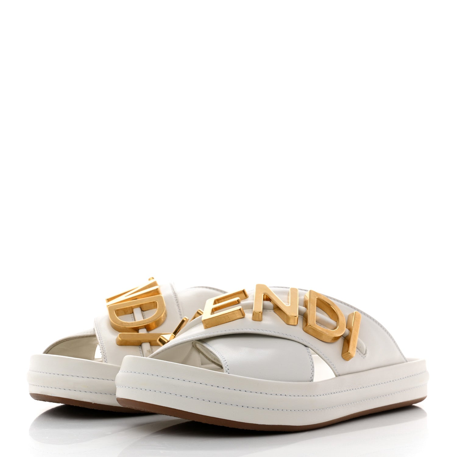 Fendi Vitello Womens Fendigraphy Slide Sandals 36 White Ice 3 of 9