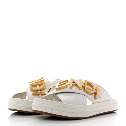 Fendi Vitello Womens Fendigraphy Slide Sandals 36 White Ice 3 of 9