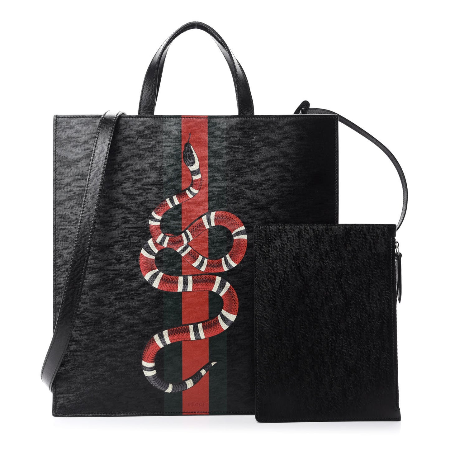 Calfskin Kingsnake Print Vertical Tote Black
