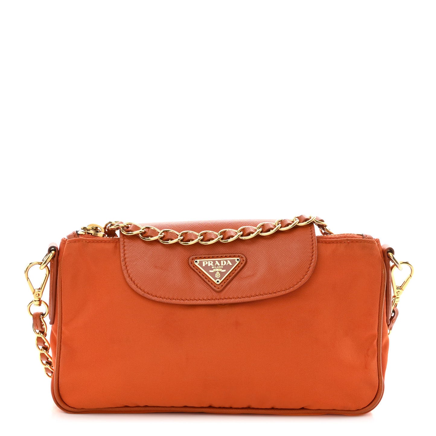 Tessuto Nylon Saffiano Crossbody Bag Papaya