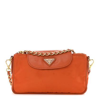 Prada Tessuto Nylon Saffiano Crossbody Bag Papaya 1 of 15