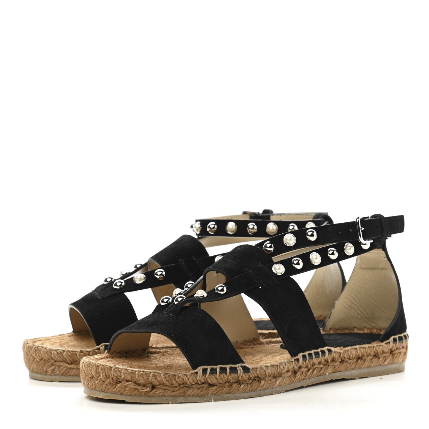 Suede Embellished Denise Espadrilles 36 Black