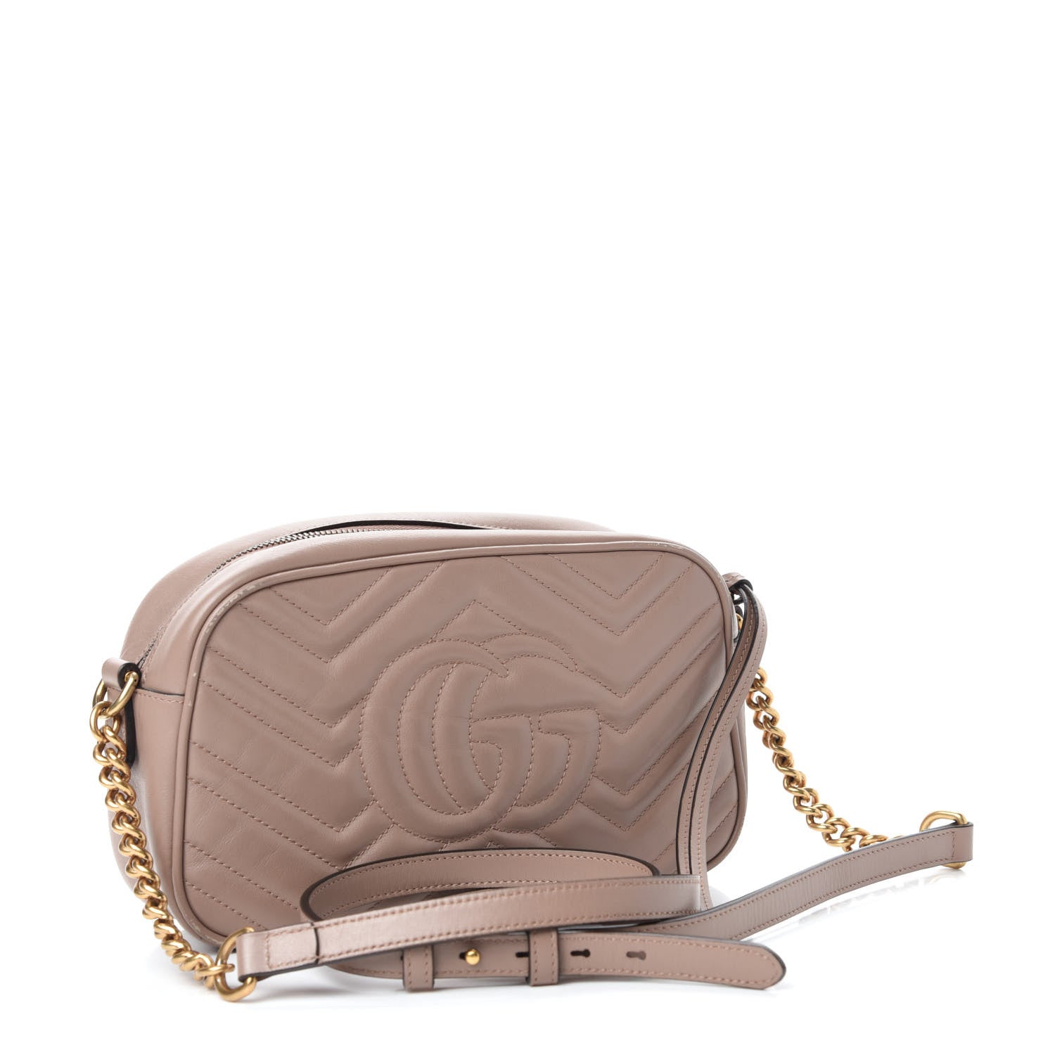 Gucci Calfskin Matelasse Small GG Marmont Chain Shoulder Bag Porcelain Rose 3 of 13