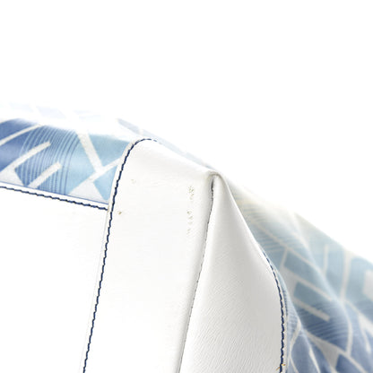 Fendi Calfskin Canvas Basket Sea Medium Tote White Blue 10 of 15