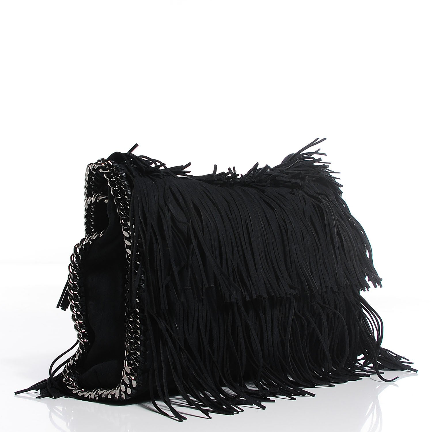 Stella McCartney Eco Suede Fringe Falabella Tote Black 3 of 9