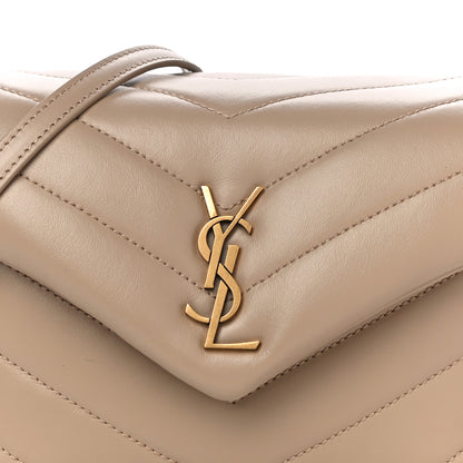 Saint Laurent Calfskin Y Quilted Monogram Toy Loulou Crossbody Bag Latte 7 of 10