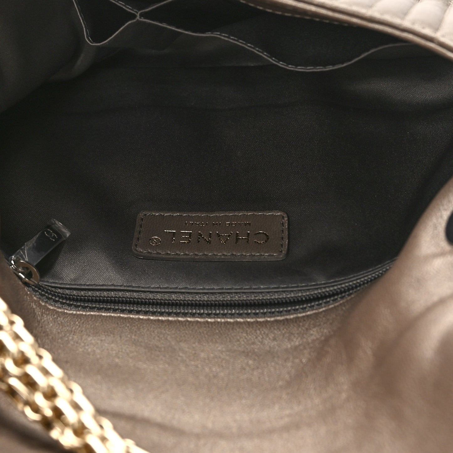 Iridescent Calfskin Vertical Quilted Mademoiselle Lock Bijoux Flap Bag Brown