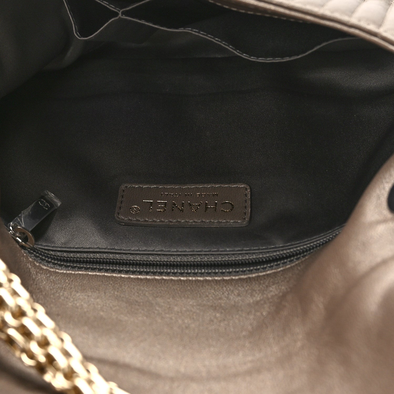 Chanel Iridescent Calfskin Vertical Quilted Mademoiselle Lock Bijoux Flap Bag Brown 5 of 9