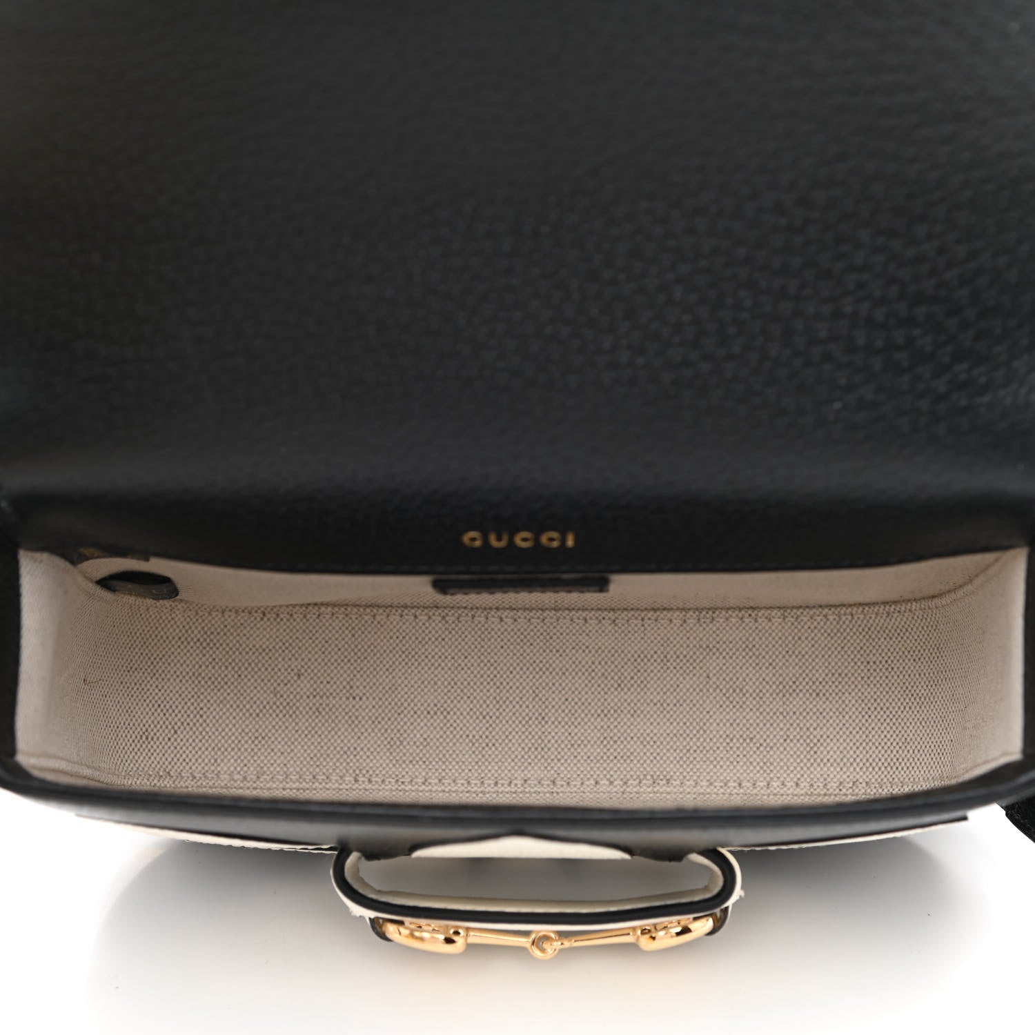 Gucci X ADIDAS Textured Dollar Calfskin Web Trefoil Mini Horsebit 1955 Shoulder Bag Black Off White 6 of 10
