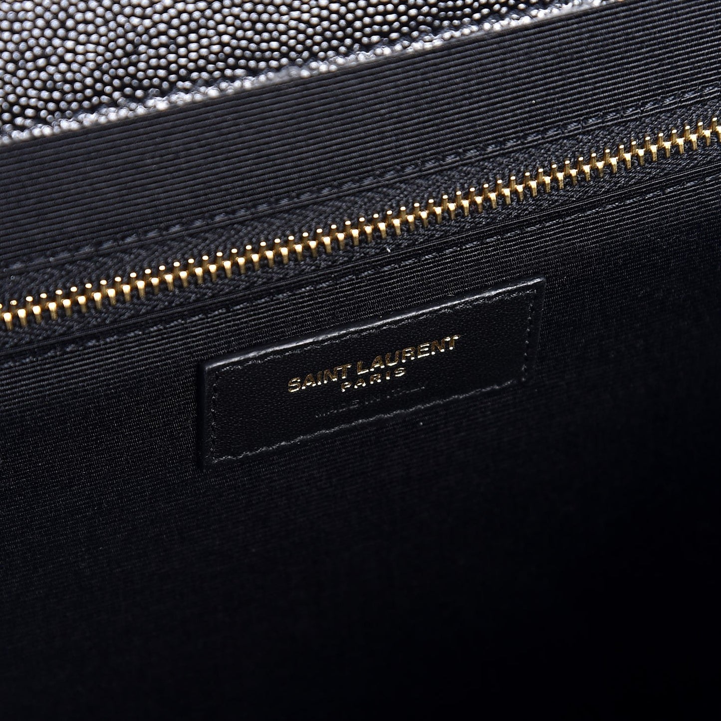 Grain De Poudre Textured Mixed Matelasse Large Triquilt Monogram Satchel Black