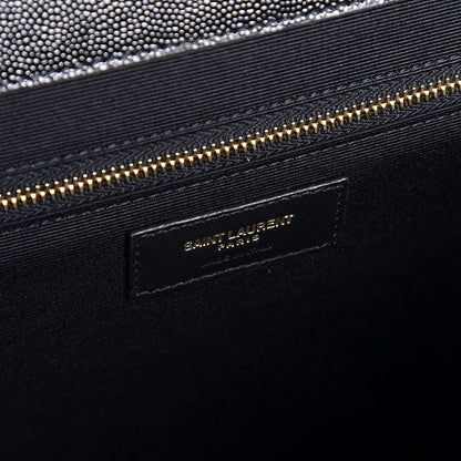 Saint Laurent Grain De Poudre Textured Mixed Matelasse Large Triquilt Monogram Satchel Black 7 of 9