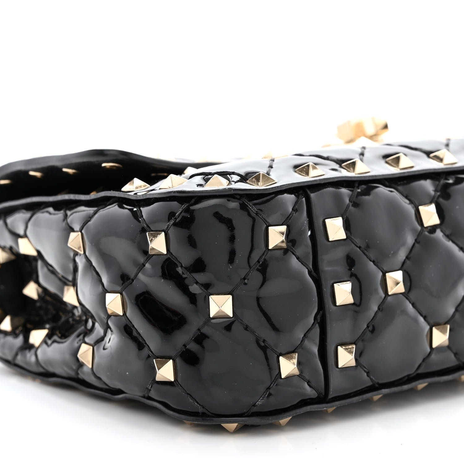 Valentino Garavani Patent Small Rockstud Spike Shoulder Bag Black 8 of 11