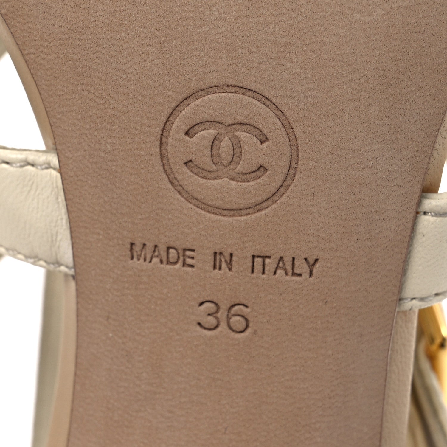 Chanel Lambskin Gladiator Sandals 36 Beige White Black 8 of 16