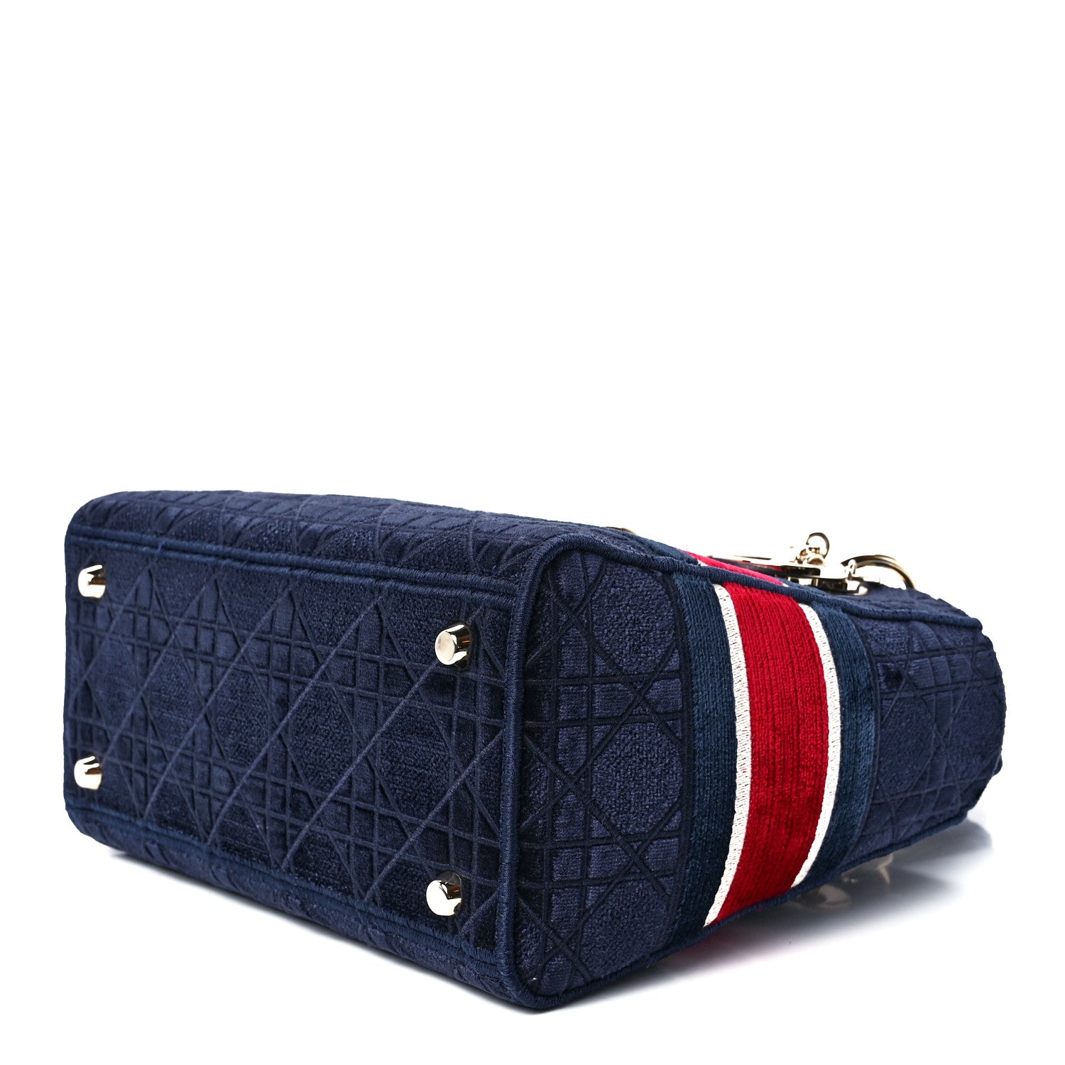 Christian Dior Velvet Cannage Medium Lady D-Lite Blue Red White 9 of 11