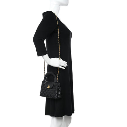 Chanel Shiny Aged Calfskin Quilted Nano Kelly Shopper Black 2 of 10