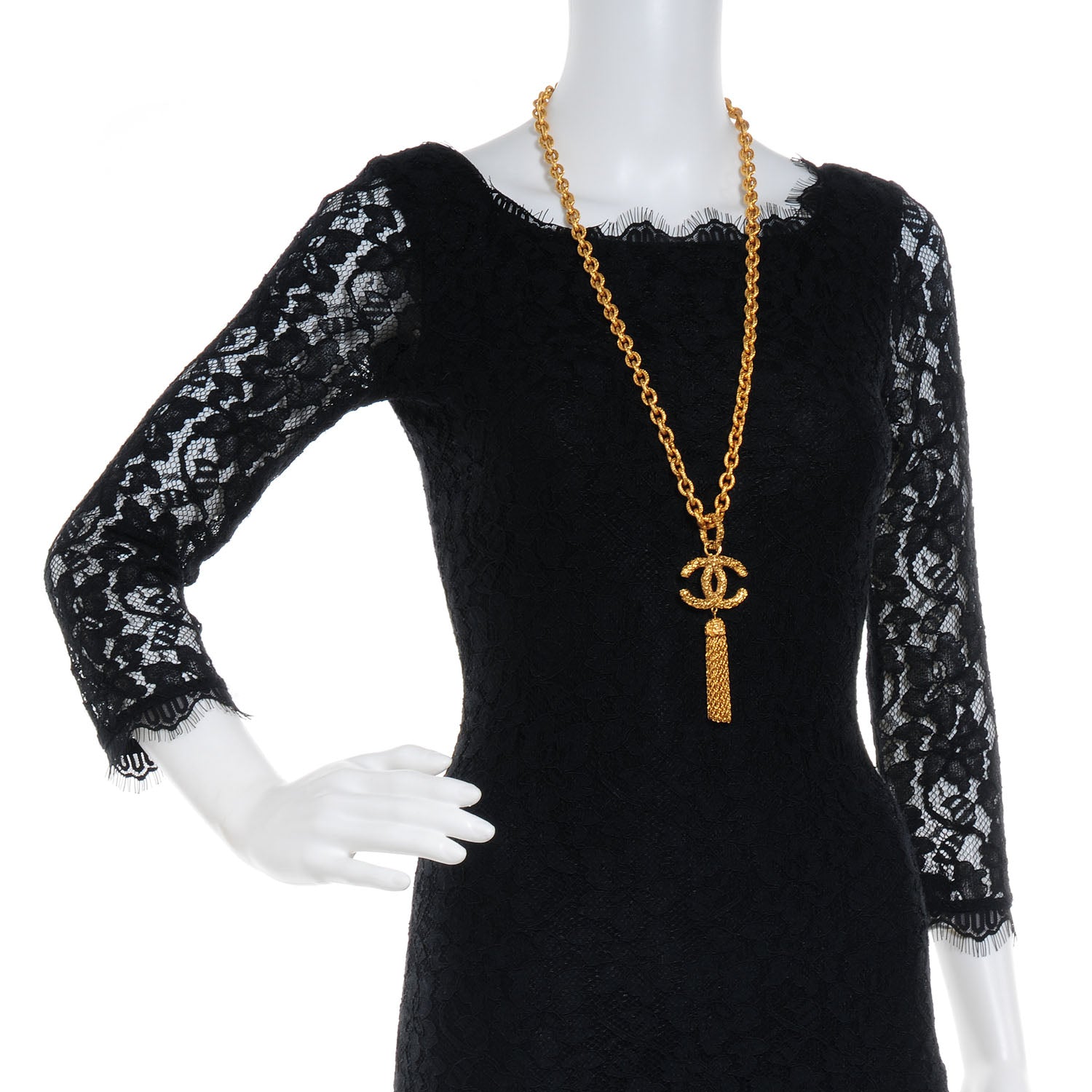 Chanel Textured Etruscan CC Tassel Necklace Gold 2 of 6