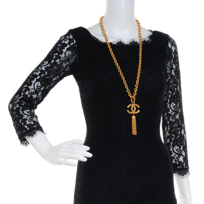 Chanel Textured Etruscan CC Tassel Necklace Gold 2 of 6